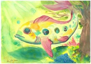 Kunsttryk fisk 30 x 40 cm